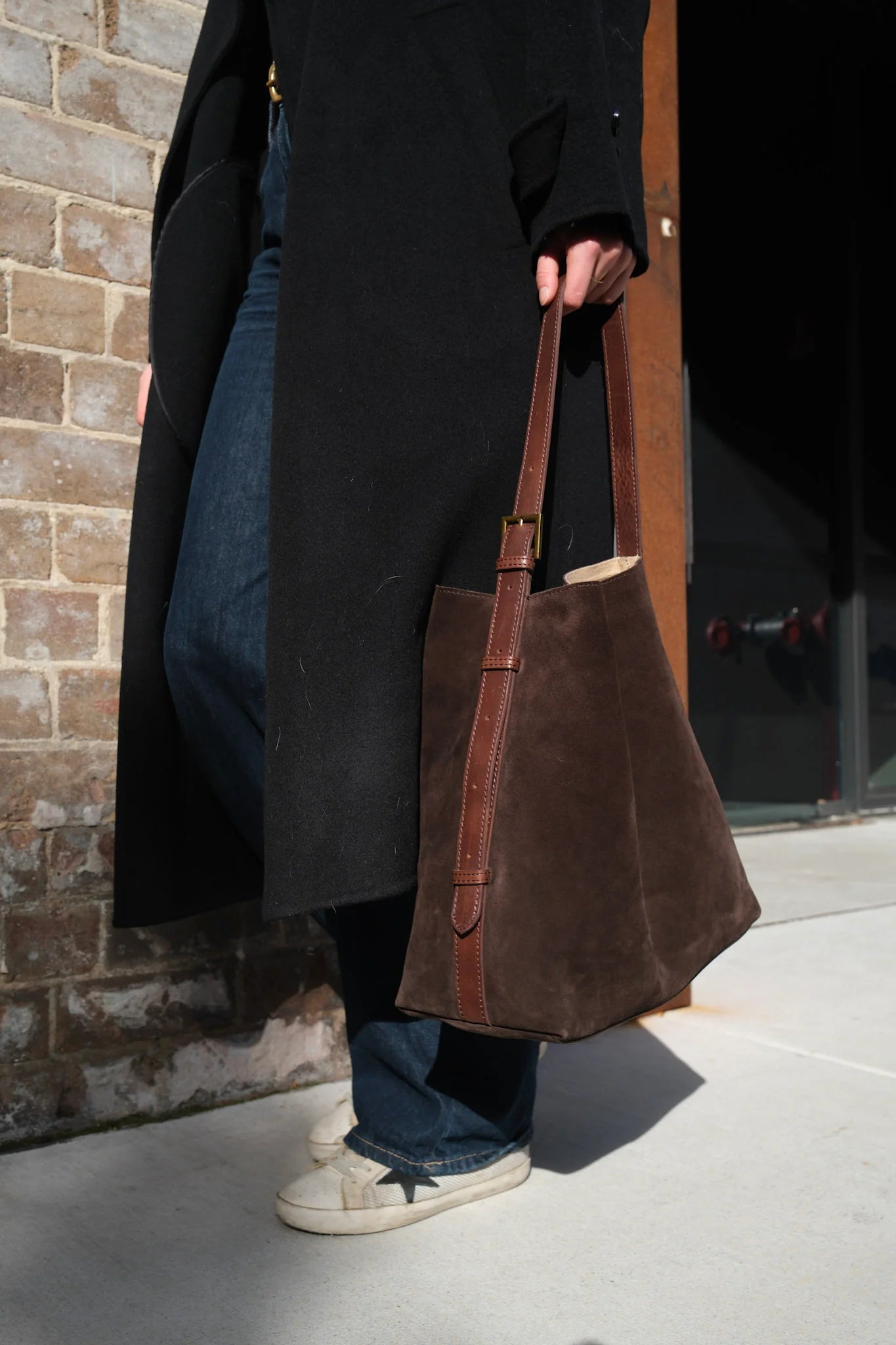 Juju & Co. Suede Cabas Shoulder Bag - Chocolate
