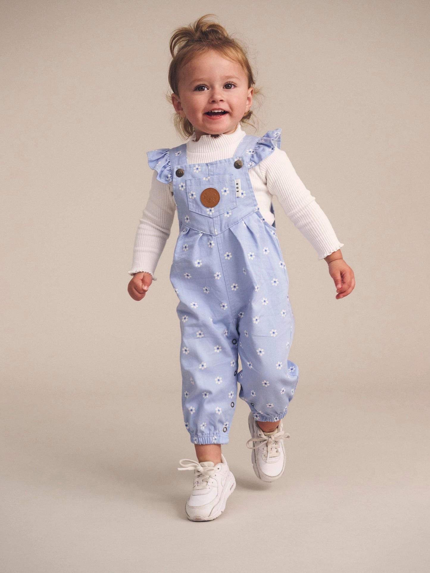 Huxbaby Ditsy Floral Frill Overall | Chambray