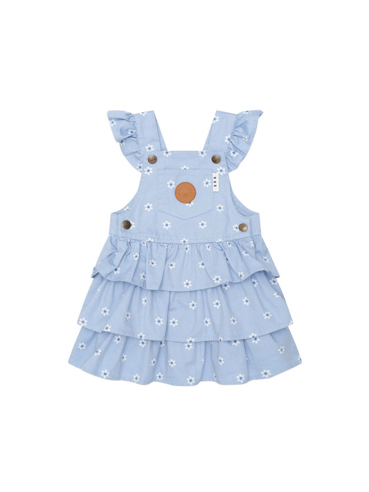 Huxbaby Ditsy Floral Tiered Overall Dress | Chambray