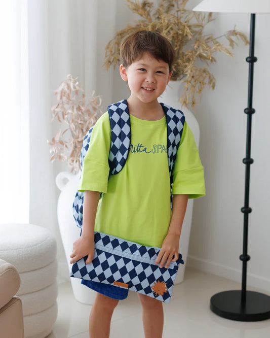 Fox & Fallow Navy Diamonds Pencil Case