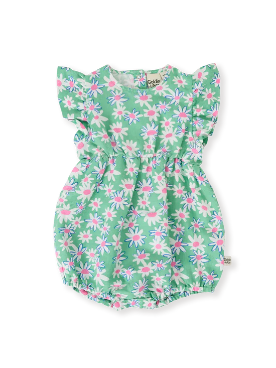 Goldie+Ace Daisy Patch Lani Romper - Moss