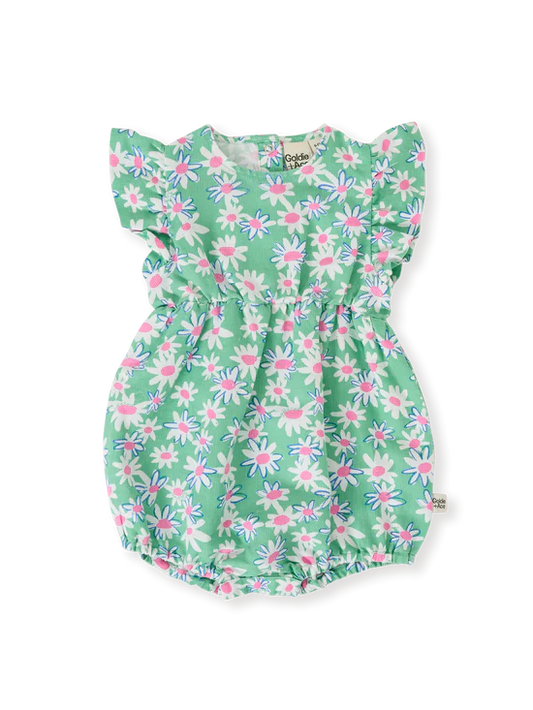 Goldie+Ace Daisy Patch Lani Romper - Moss