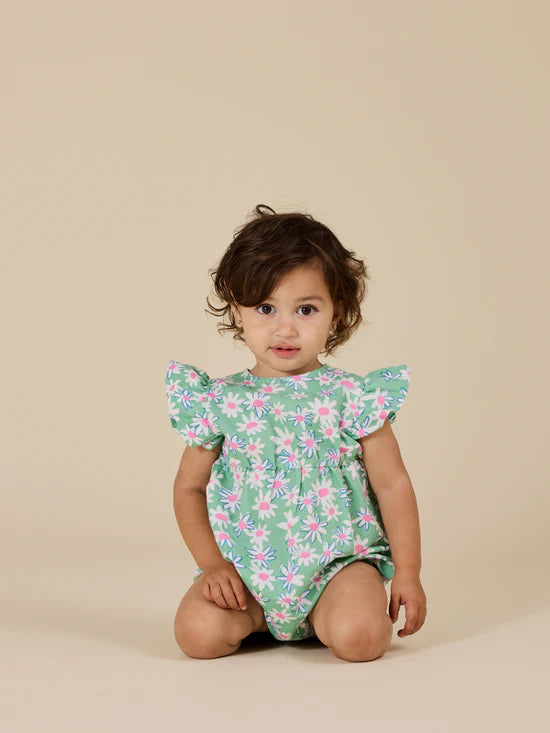 Goldie+Ace Daisy Patch Lani Romper - Moss