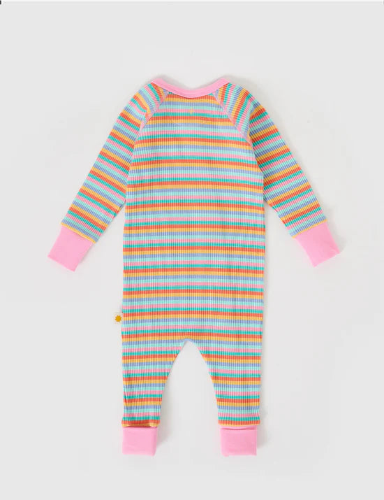 Goldie + Ace Rib Zipsuit | Candy Stripe