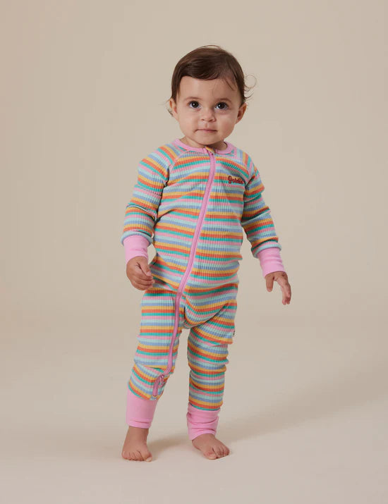 Goldie + Ace Rib Zipsuit | Candy Stripe