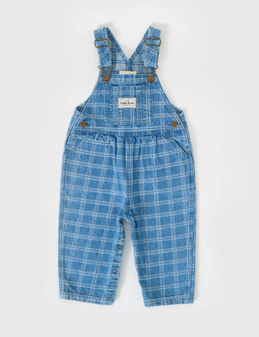 Goldie + Ace Austin Denim Overalls | Blue Check