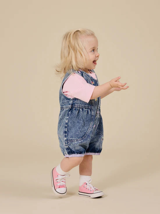 Goldie+Ace Nina Pastel Petals Denim Romper
