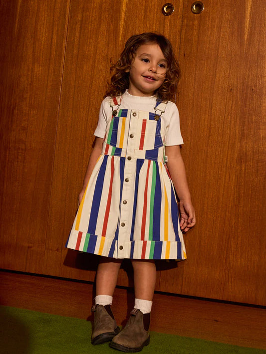Goldie+Ace 90's Bold Stripe Heidi Denim Pinafore Dress
