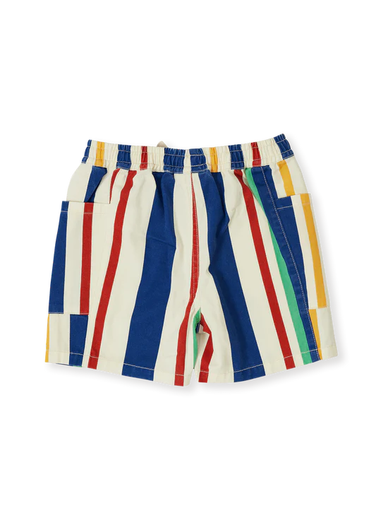 Goldie+Ace 90's Bold Stripe Noah Denim Pocket Shorts