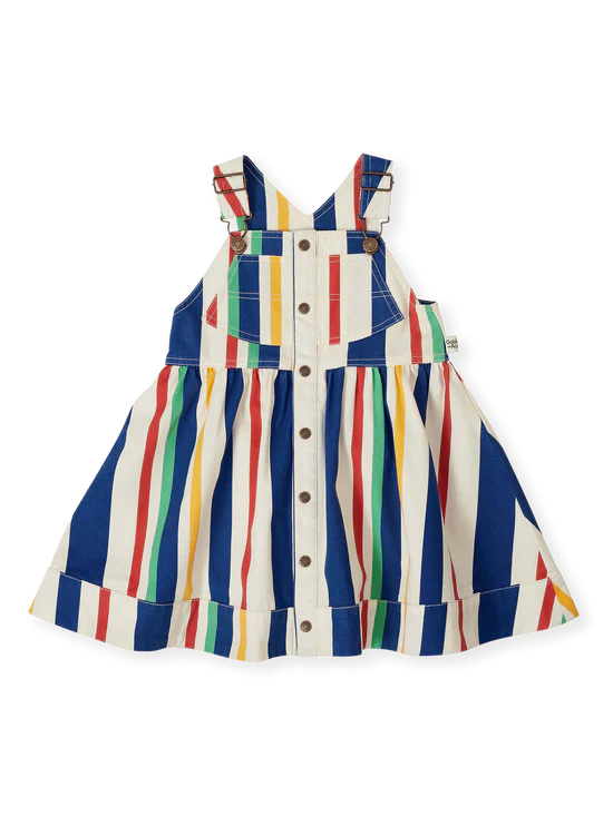 Goldie+Ace 90's Bold Stripe Heidi Denim Pinafore Dress