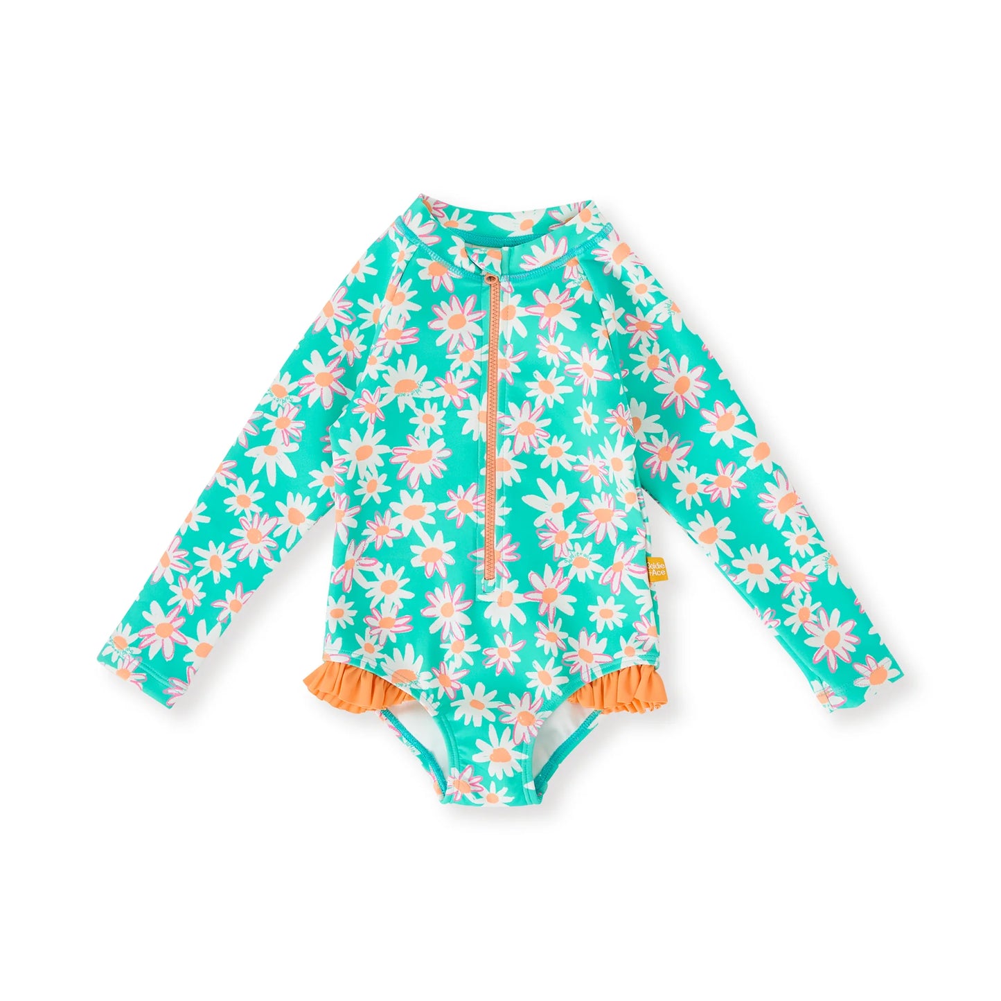 Goldie+Ace Daisy Patch Long Sleeve Swimsuit Frill