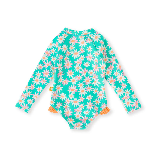 Goldie+Ace Daisy Patch Long Sleeve Swimsuit Frill