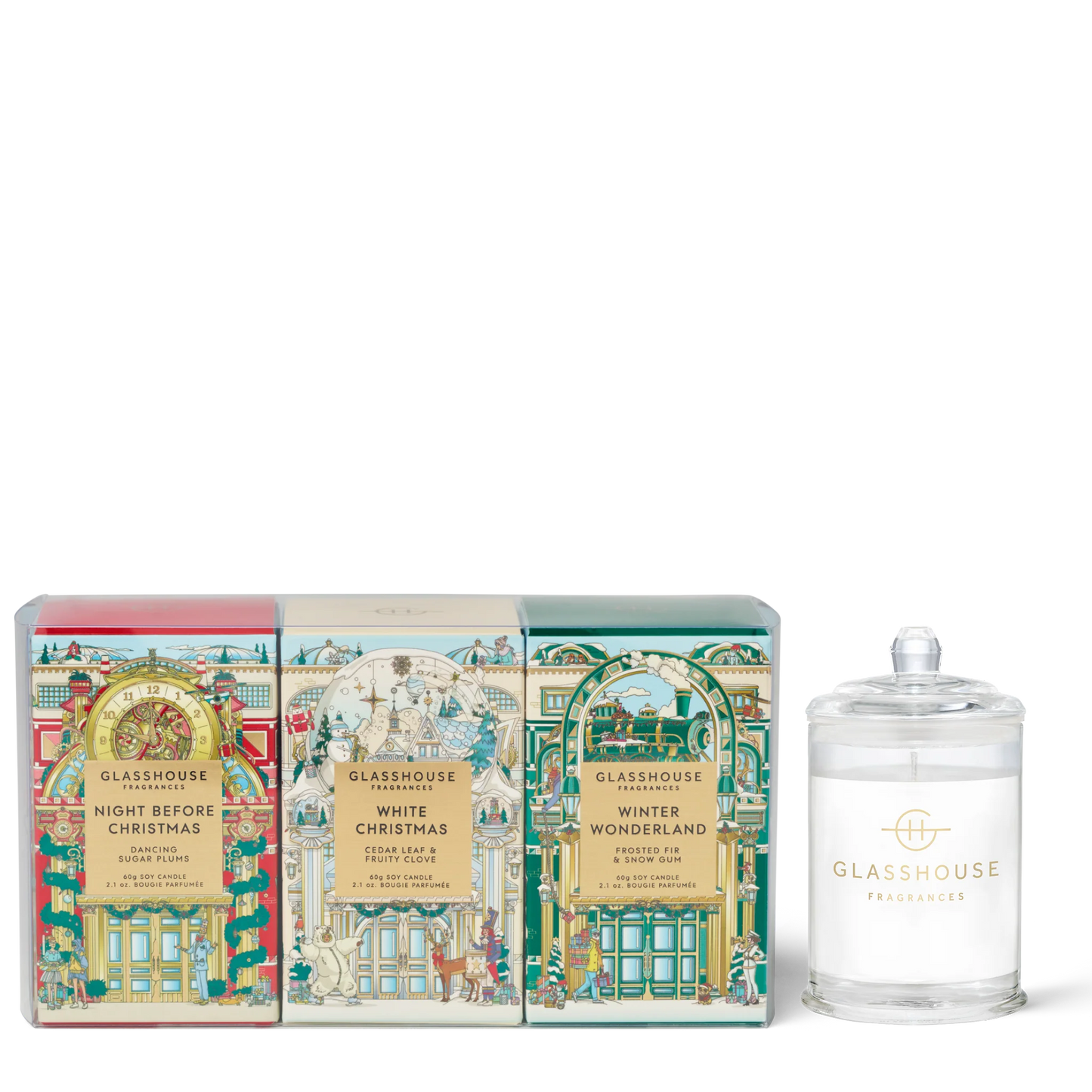 Glasshouse Christmas Trio Candles - 3x 60g