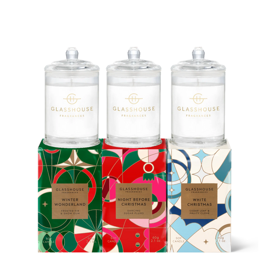 Glasshouse Christmas Trio- 3x 60g Candles