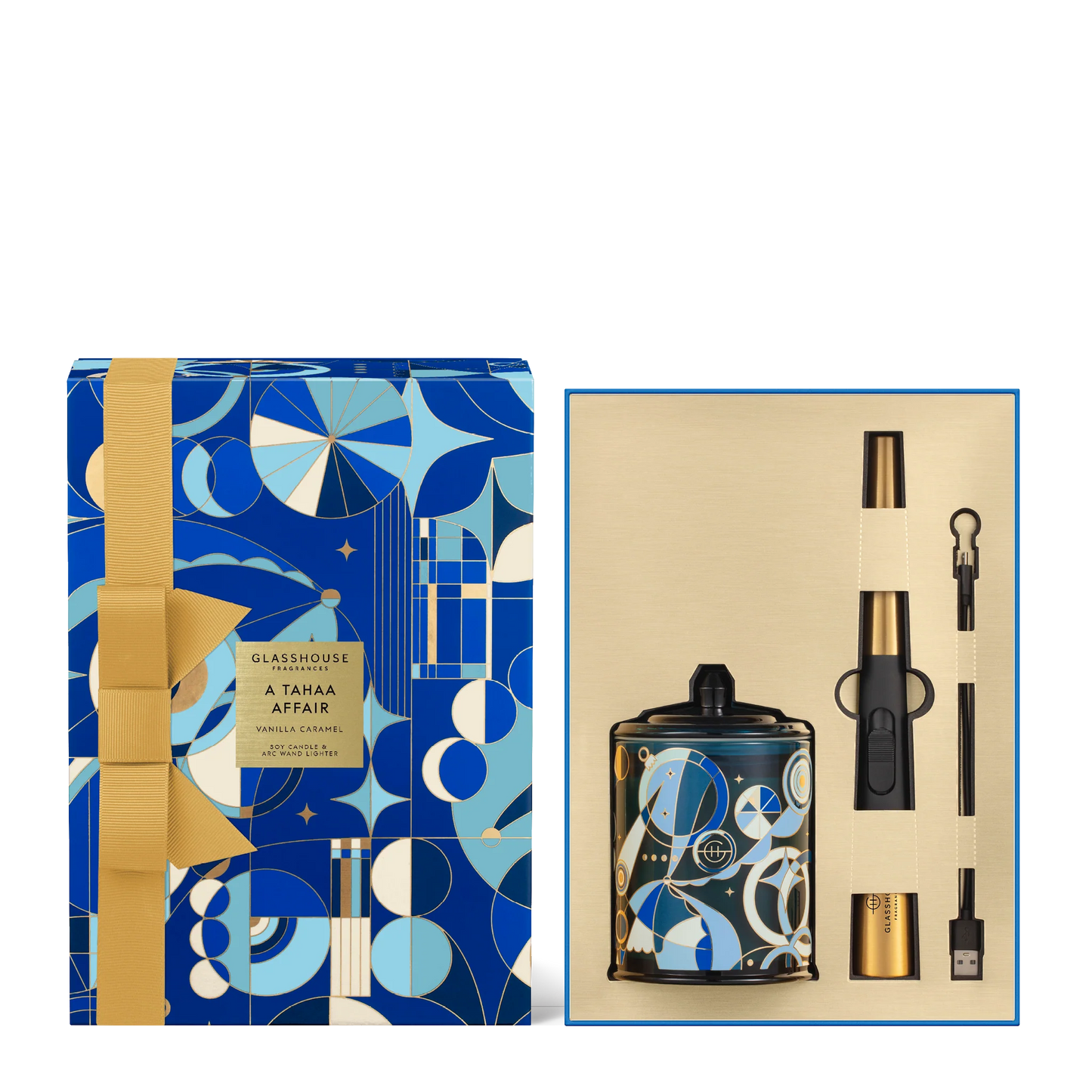 Glasshouse A Tahaa Affair 380g Soy Candle & Arc Wand Lighter Gift Set