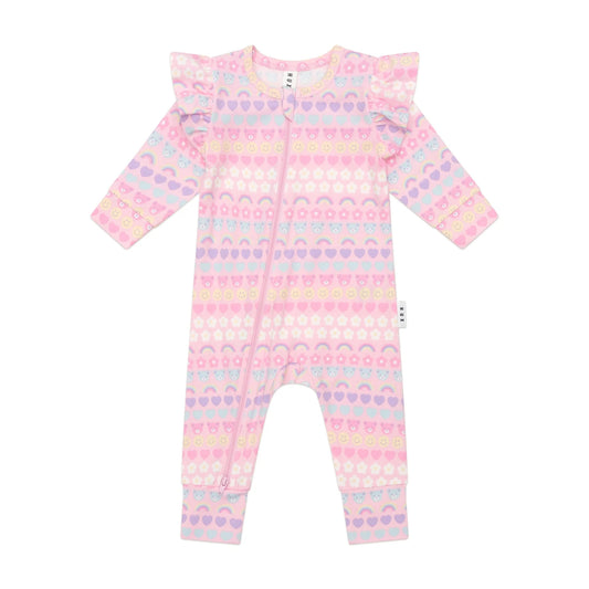 Huxbaby Emoji Rainbow Frill Romper