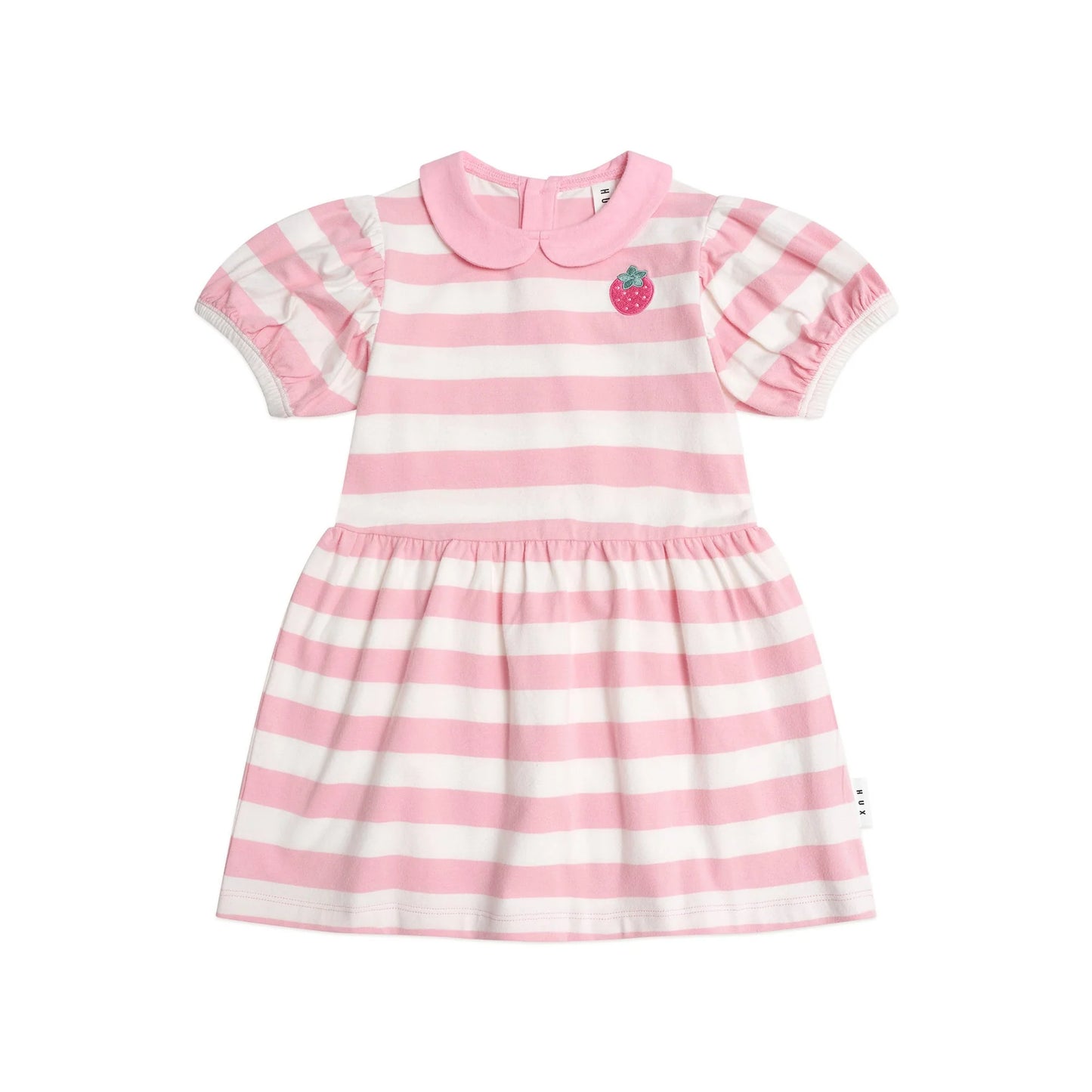 Huxbaby Strawberry Stripe Puff Sleeve Dress