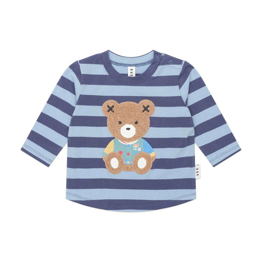 Huxbaby Furry Hux Blue Stripe Bear Top