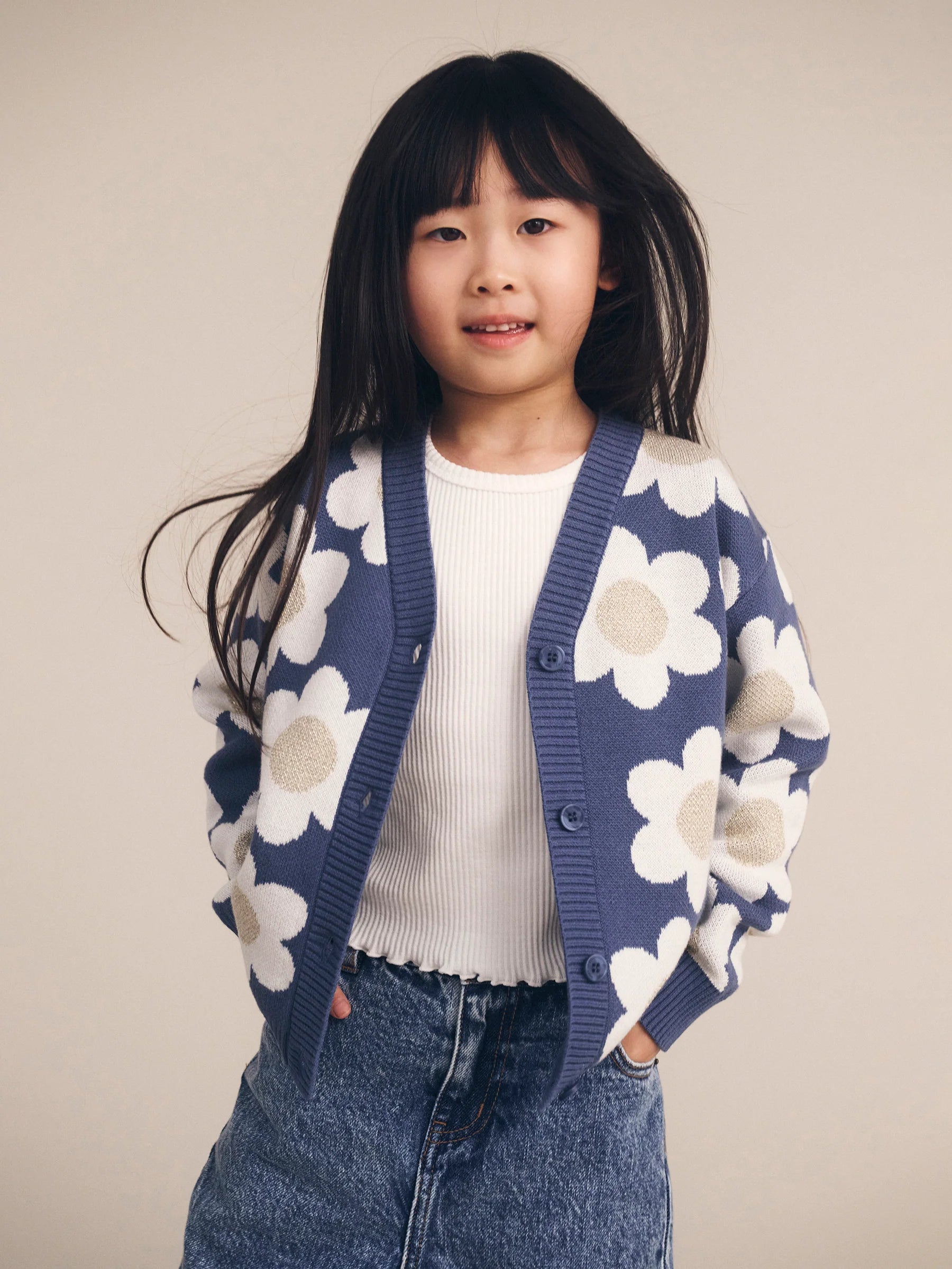 Huxbaby Midnight Daisy Boxy Cardi