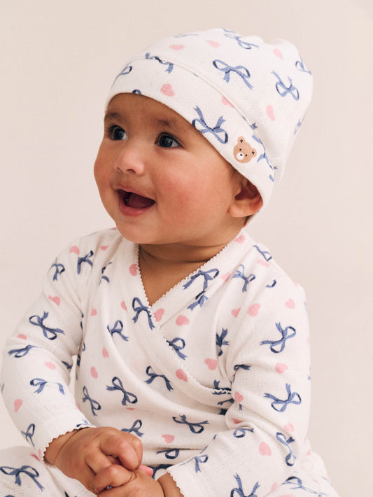 Huxbaby My First Hux Hearts And Bows Newborn Romper