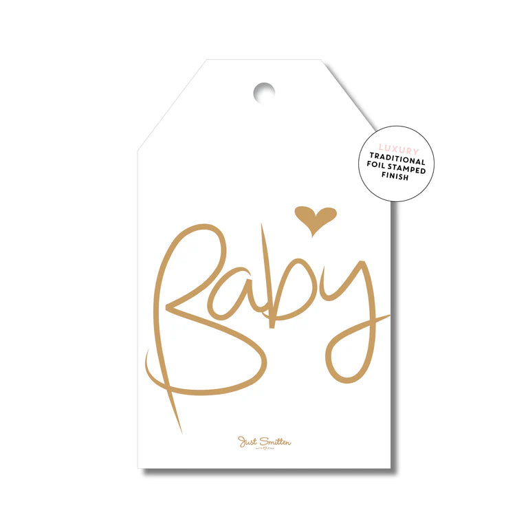 Gift Tag - Baby White/Gold