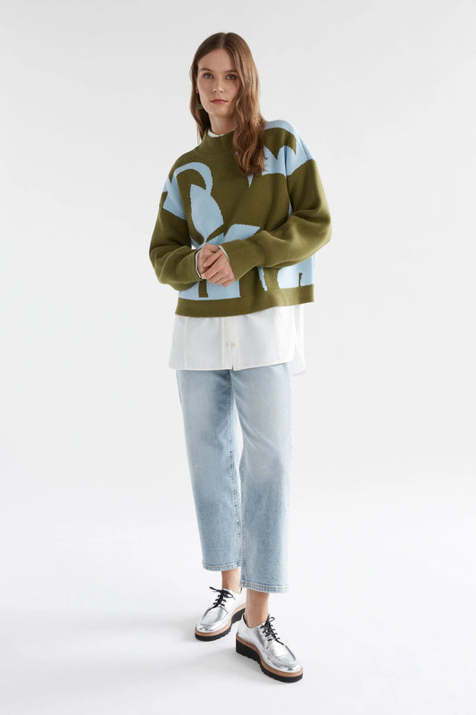 Elk Leben Sweater | Washer Blue Artichoke