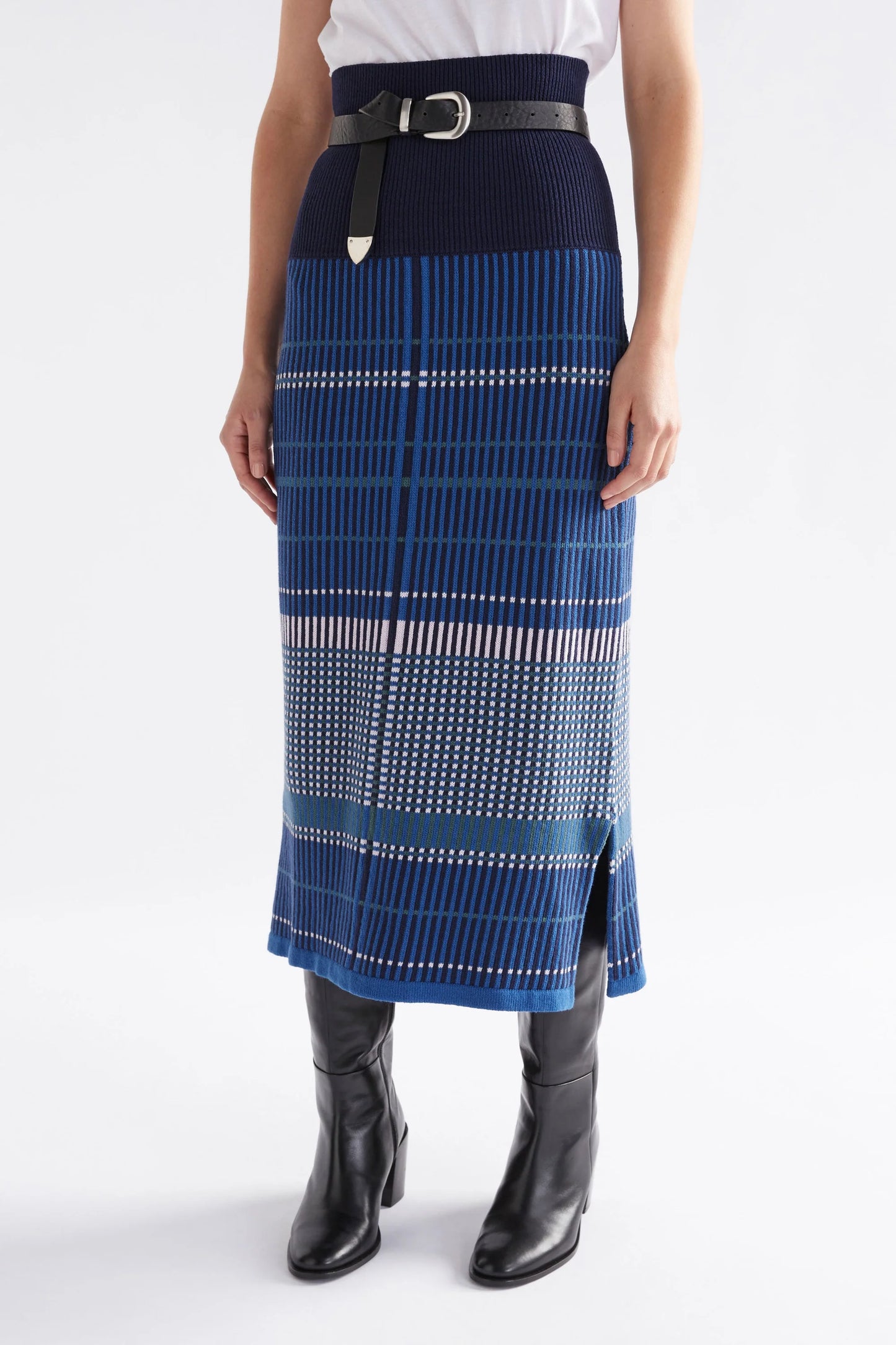 Elk Cila Organic Knit Skirt | Blue Multi