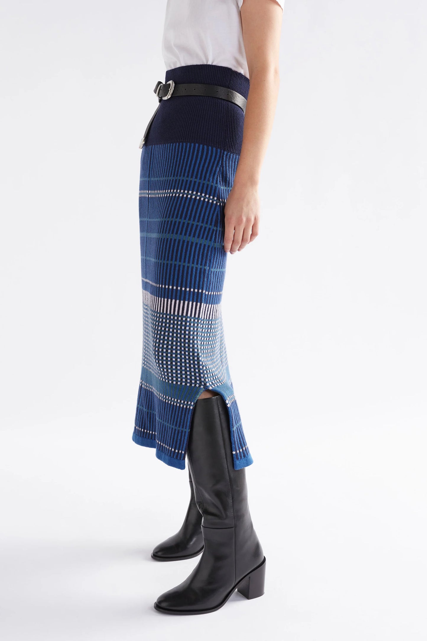 Elk Cila Organic Knit Skirt | Blue Multi