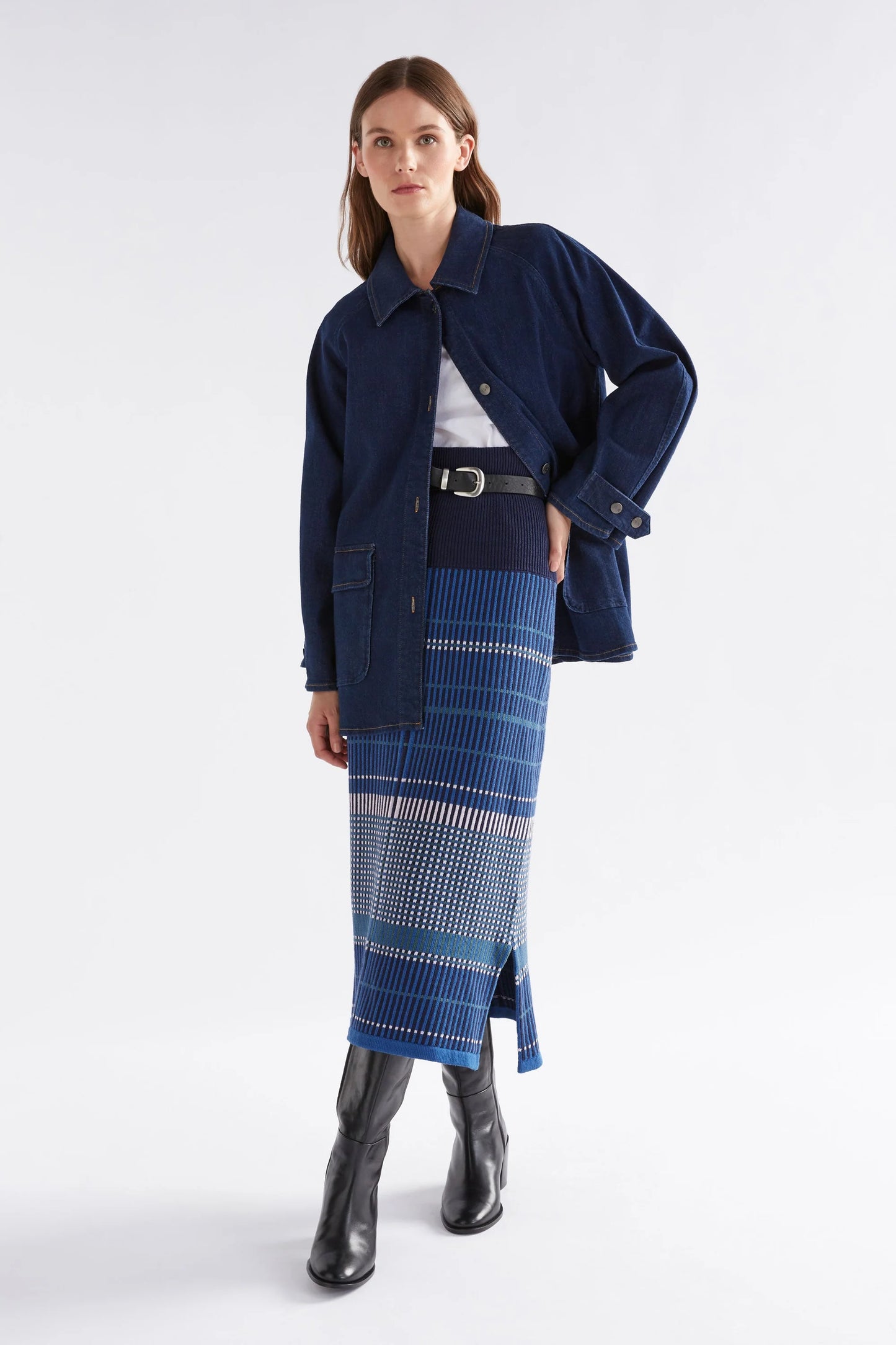 Elk Cila Organic Knit Skirt | Blue Multi