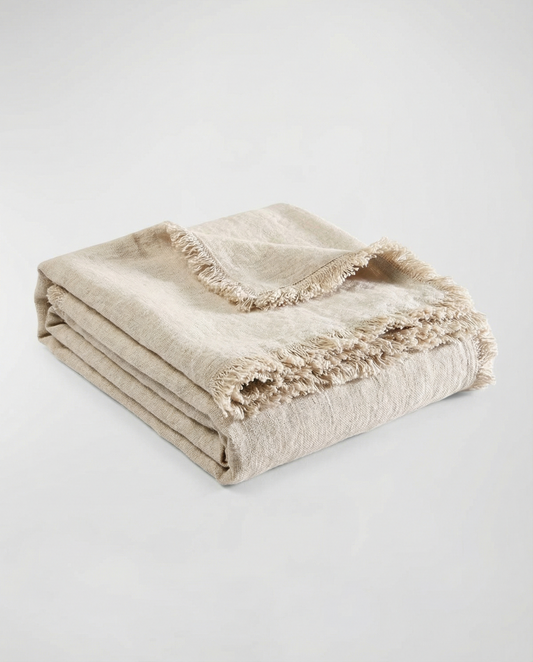 Luca Boho Linen Throw - Natural