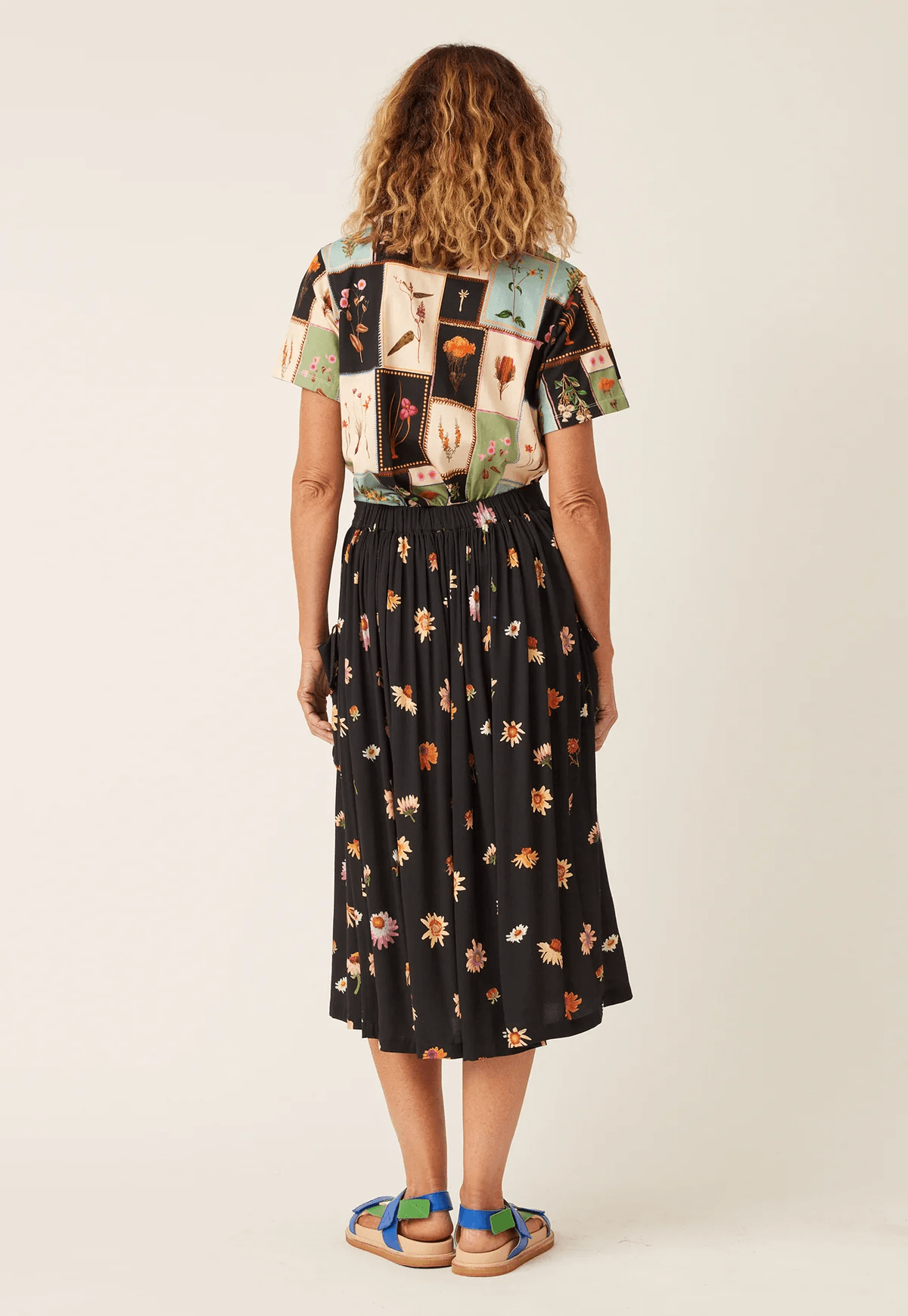 Nancybird Adi Button Skirt- Paper Daisy Black