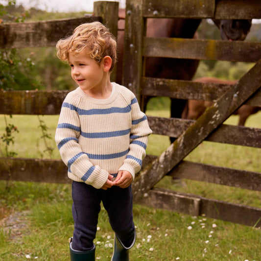 Nature Baby Billy Jumper | Oatmeal Marl/Blue