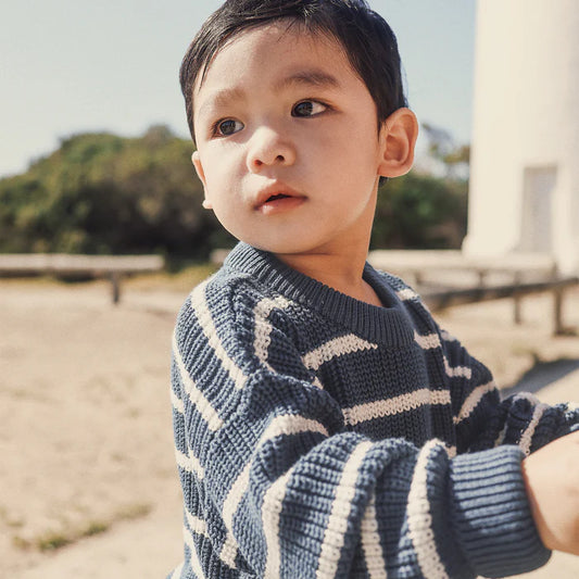 Kyndbaby Chunky Rib Knit Jumper - Navy Stripe