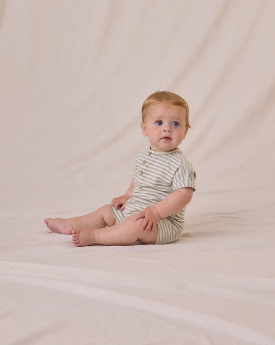 Short Sleeve One-Piece | Sage Stripe