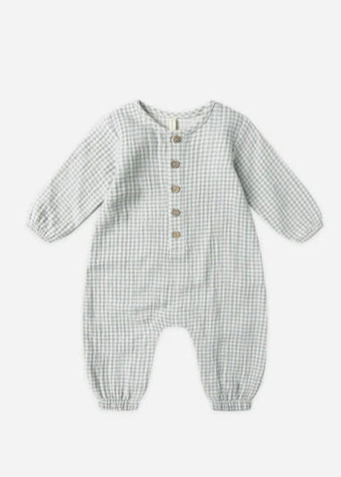 Quincy Mae Woven Jumpsuit - Blue Gingham