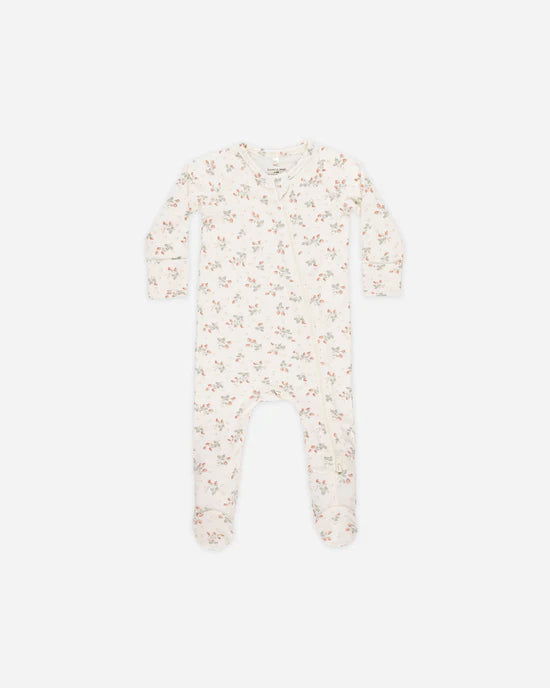 Bamboo Zip Footie | Strawberries