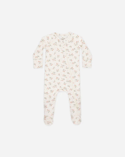 Bamboo Zip Footie | Strawberries