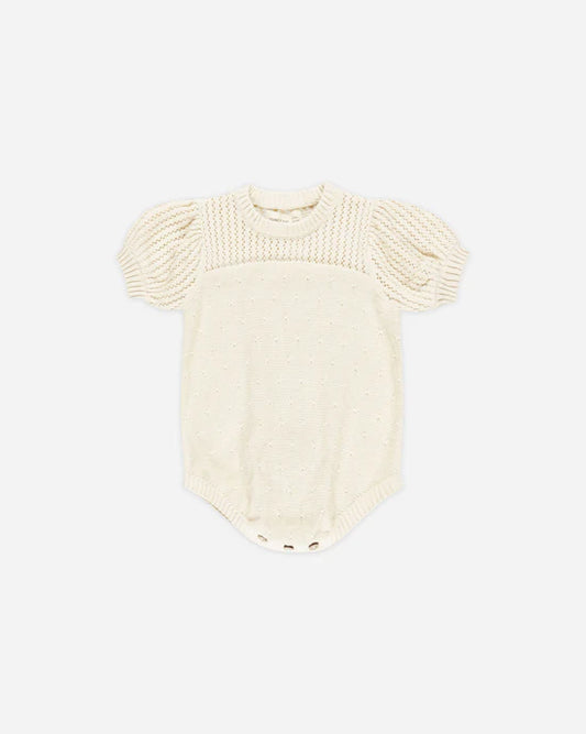 Pointelle Knit Romper | Natural