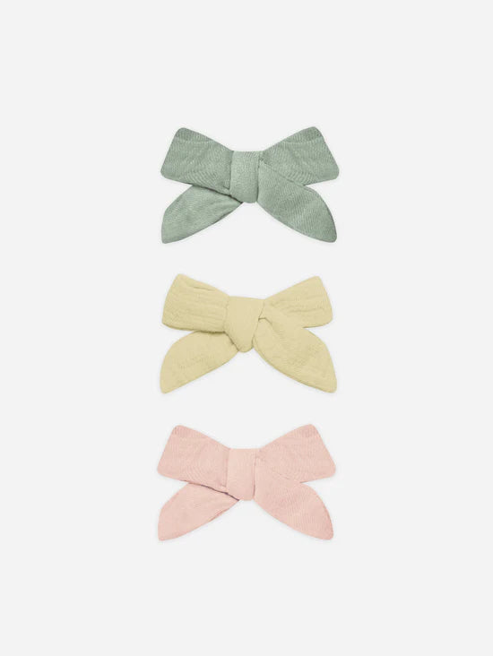 Bow with Clip, Set Of 3 | Sage, Yellow, Melon