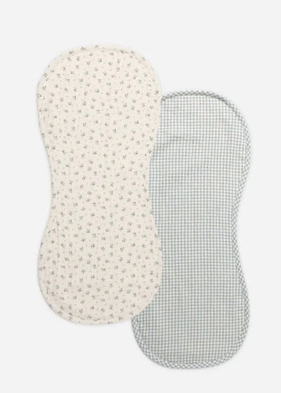 Quincy Mae Burp Cloth 2 Pack - Bluebell & Blue Gingham