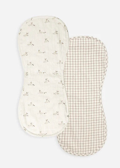 Quincy Mae Burp Cloth 2 Pack - Bunnies & Cedar Check