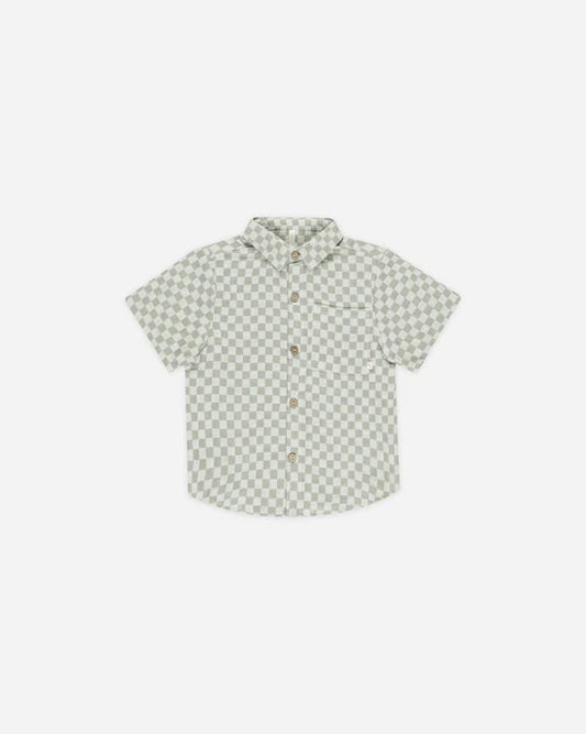 Rylee & Cru Collared Short Sleeve Shirt | Sage Check