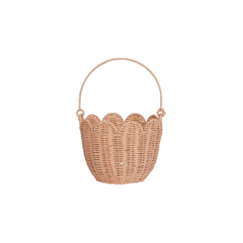 Rattan Tulip Carry Basket | Seashell Pink