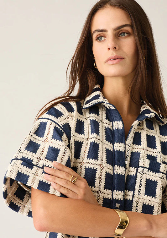 Lara Crochet Shirt | Navy