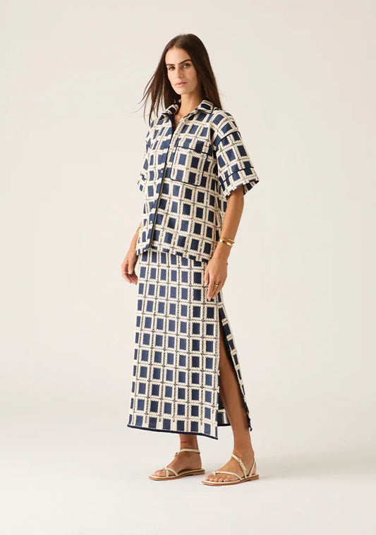 Lara Crochet Shirt | Navy