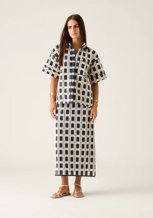 Lara Crochet Skirt | Navy