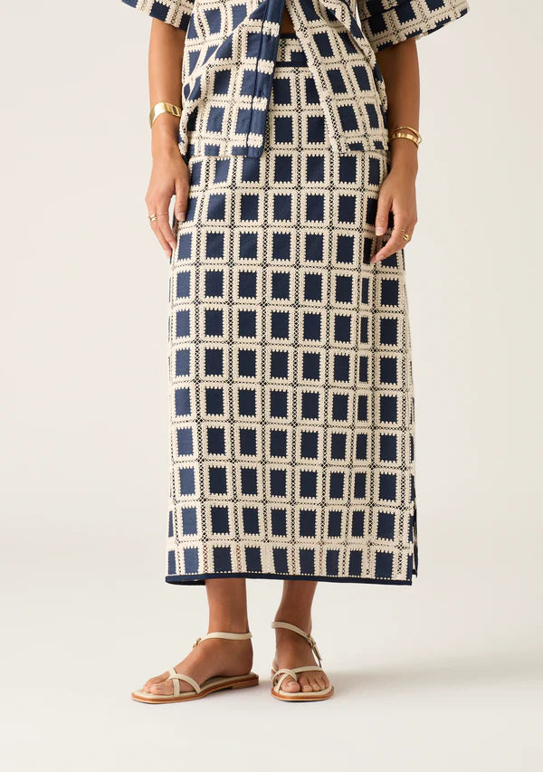 Skirt Pattern Navy Crochet Skirt Self Portrait Crochet Skirt In