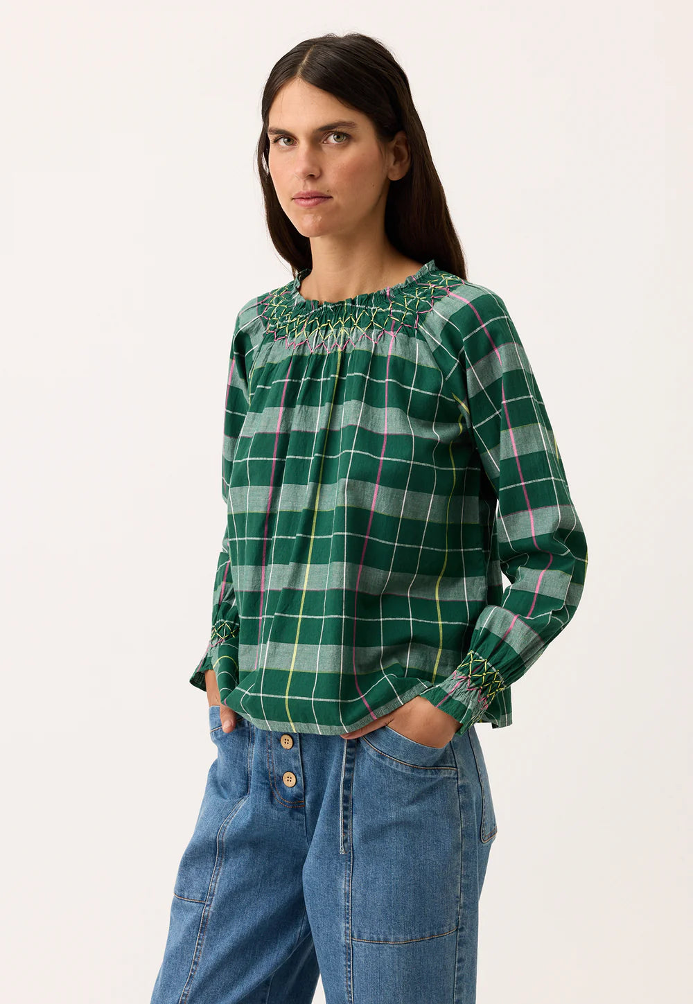 Nancybird Rowena Smocked Blouse | Fern