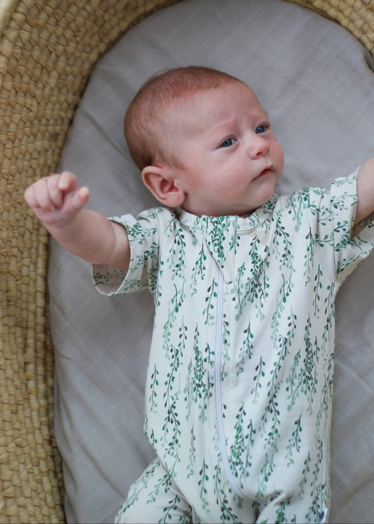 Burrow & Be Short Sleeve Zip Suit - String of Pearls