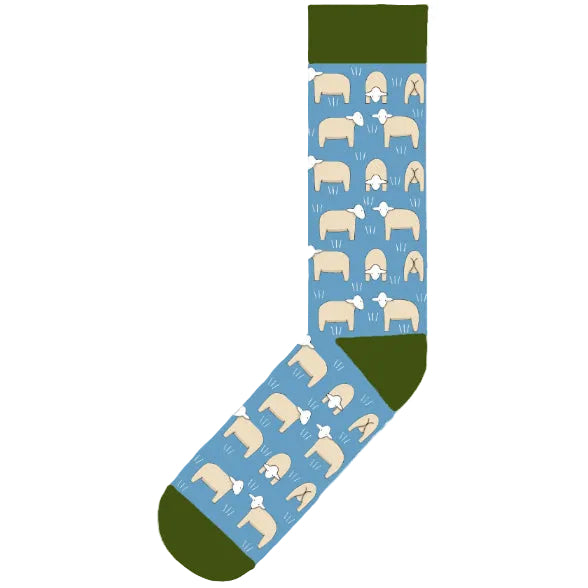 Sheep On Blue Cotton Socks